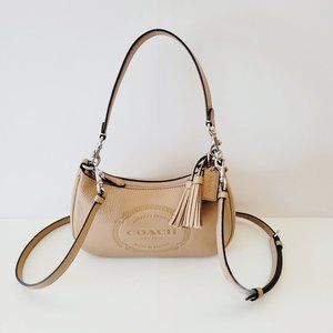 Coach CM084 Heritage Leather Teri Shoulder Bag Handbag Crossbody Taupe